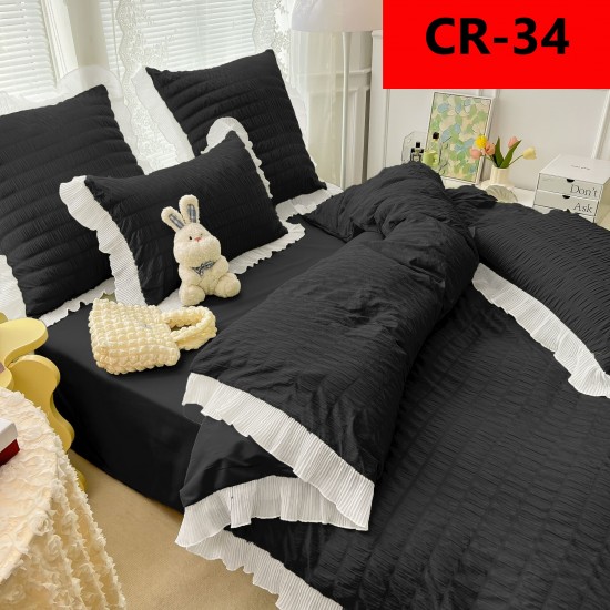 Lenjerie creponata  6 piese Lenjerii bumbac finet 2 persoane 6 piese