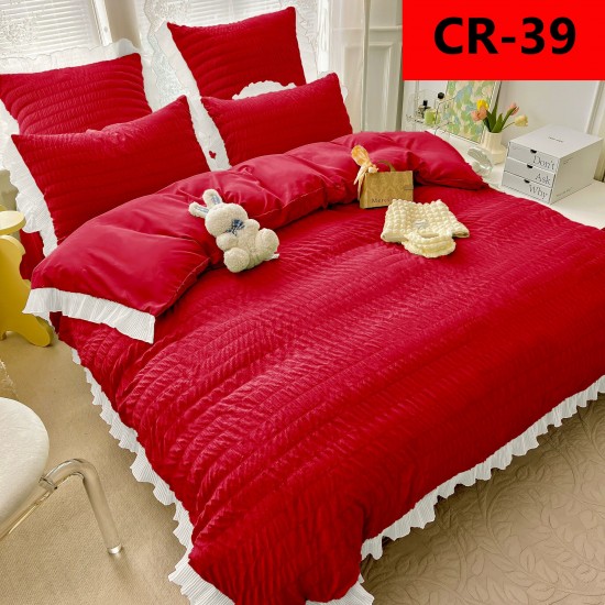 Lenjerie creponata  6 piese Lenjerii bumbac finet 2 persoane 6 piese