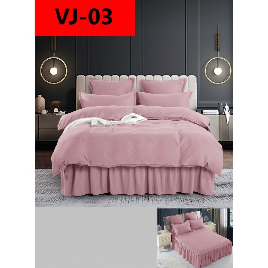 Lenjerie De Pat, 6 Piese, Volanase Lenjerii bumbac finet cu volănașe