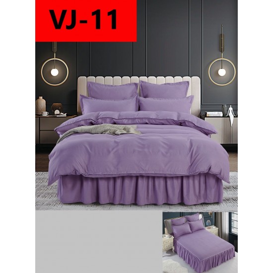 Lenjerie De Pat, 6 Piese, Volanase Lenjerii bumbac finet cu volănașe