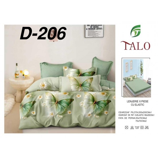 Lenjerie de Pat din Finet cu elastic, 6 Piese, Pat 2 Persoane Lenjerii bumbac finet 2 persoane 6 piese, cearșaf pat cu elastic