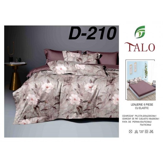 Lenjerie de Pat din Finet cu elastic, 6 Piese, Pat 2 Persoane Lenjerii bumbac finet 2 persoane 6 piese, cearșaf pat cu elastic