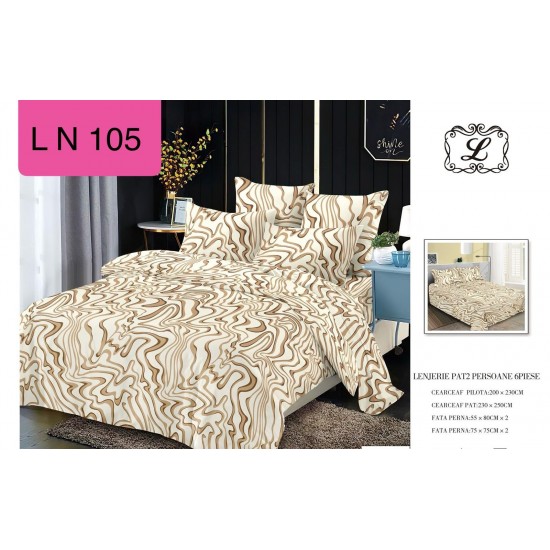 Lenjerie de Pat din Finet, 6 Piese, Pat 2 Persoane Lenjerii bumbac finet 2 persoane 6 piese