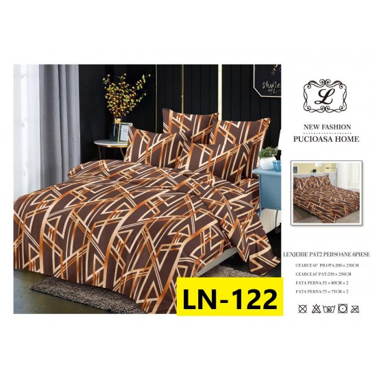Lenjerie de Pat din Finet, 6 Piese, Pat 2 Persoane Lenjerii bumbac finet 2 persoane 6 piese