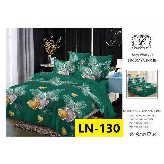 Lenjerie de Pat din Finet, 6 Piese, Pat 2 Persoane Lenjerii bumbac finet 2 persoane 6 piese