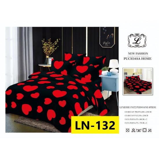 Lenjerie de Pat din Finet, 6 Piese, Pat 2 Persoane Lenjerii bumbac finet 2 persoane 6 piese