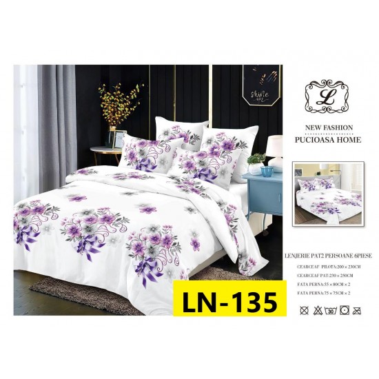 Lenjerie de Pat din Finet, 6 Piese, Pat 2 Persoane Oferta 1+1: Lenjerii de pat dublu, 6 piese, cearceaf normal