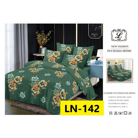 Lenjerie de Pat din Finet, 6 Piese, Pat 2 Persoane Lenjerii bumbac finet 2 persoane 6 piese