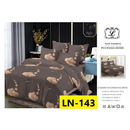 Lenjerie de Pat din Finet, 6 Piese, Pat 2 Persoane Lenjerii bumbac finet 2 persoane 6 piese