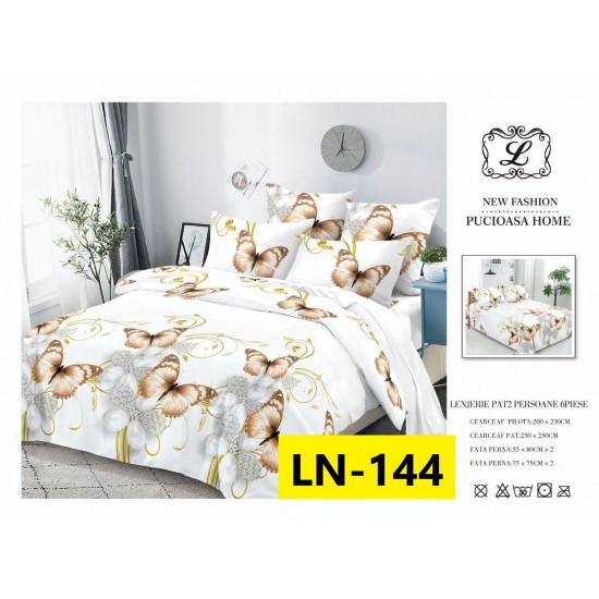 Lenjerie de Pat din Finet, 6 Piese, Pat 2 Persoane Lenjerii bumbac finet 2 persoane 6 piese