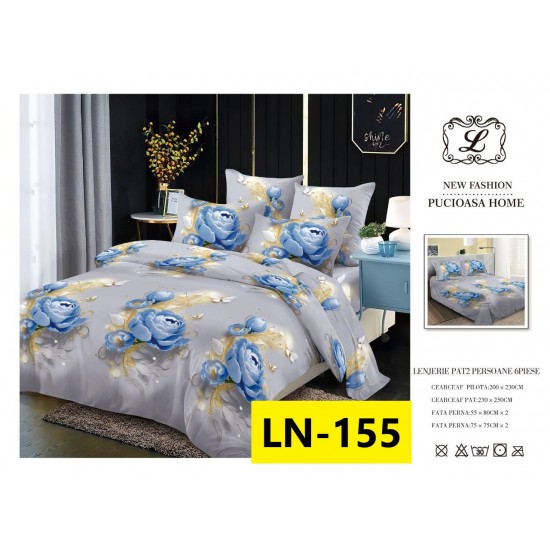 Lenjerie de Pat din Finet, 6 Piese, Pat 2 Persoane Lenjerii bumbac finet 2 persoane 6 piese