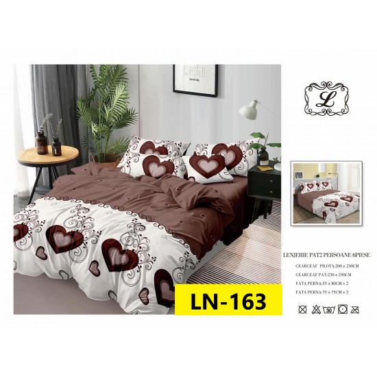 Lenjerie de Pat din Finet, 6 Piese, Pat 2 Persoane Lenjerii bumbac finet 2 persoane 6 piese