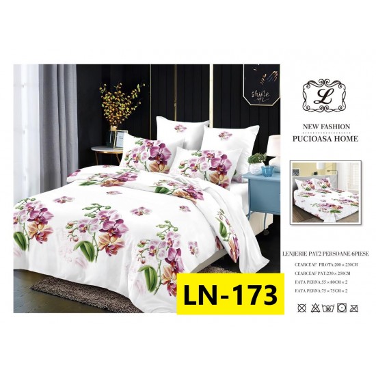 Lenjerie de Pat din Finet, 6 Piese, Pat 2 Persoane Lenjerii bumbac finet 2 persoane 6 piese