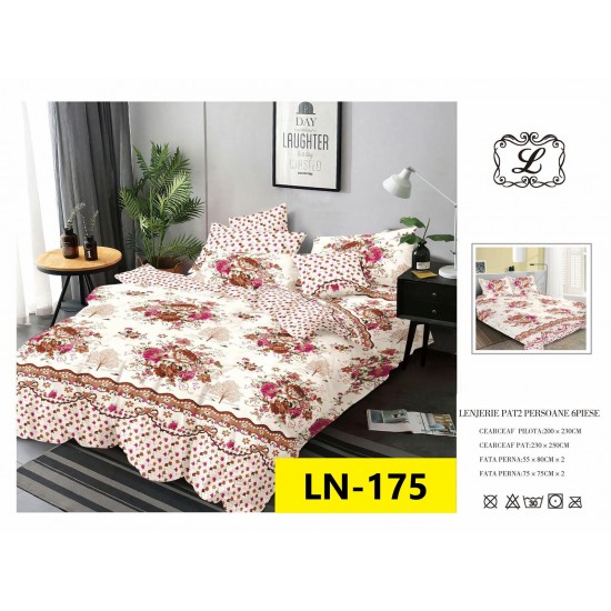 Lenjerie de Pat din Finet, 6 Piese, Pat 2 Persoane Lenjerii bumbac finet 2 persoane 6 piese