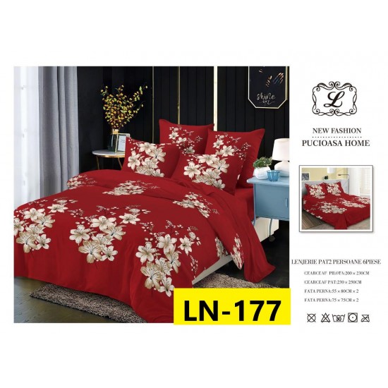 Lenjerie de Pat din Finet, 6 Piese, Pat 2 Persoane Lenjerii bumbac finet 2 persoane 6 piese