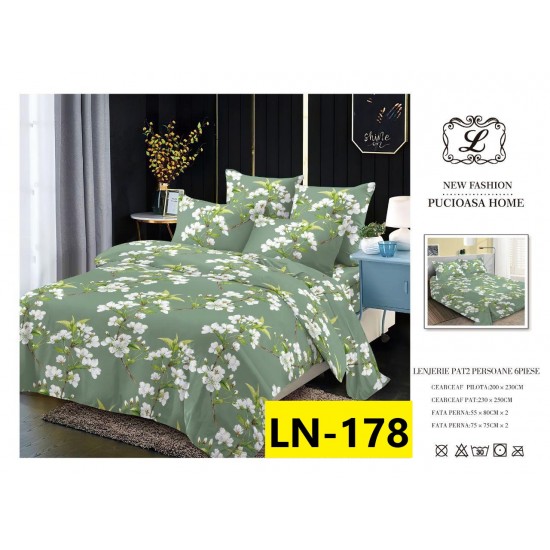 Lenjerie de Pat din Finet, 6 Piese, Pat 2 Persoane Lenjerii bumbac finet 2 persoane 6 piese