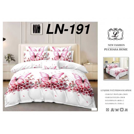 Lenjerie de Pat din Finet, 6 Piese, Pat 2 Persoane Lenjerii bumbac finet 2 persoane 6 piese