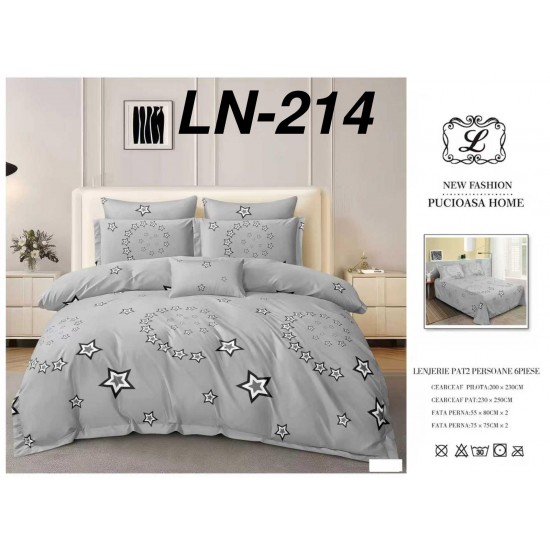 Lenjerie de Pat din Finet, 6 Piese, Pat 2 Persoane Lenjerii bumbac finet 2 persoane 6 piese