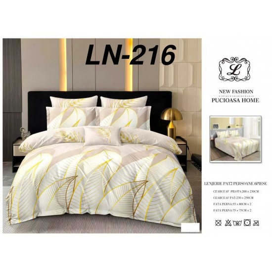 Lenjerie de Pat din Finet, 6 Piese, Pat 2 Persoane Lenjerii bumbac finet 2 persoane 6 piese