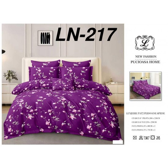 Lenjerie de Pat din Finet, 6 Piese, Pat 2 Persoane Lenjerii bumbac finet 2 persoane 6 piese