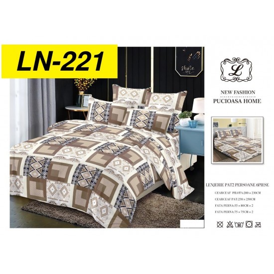 Lenjerie de Pat din Finet, 6 Piese, Pat 2 Persoane Lenjerii bumbac finet 2 persoane 6 piese