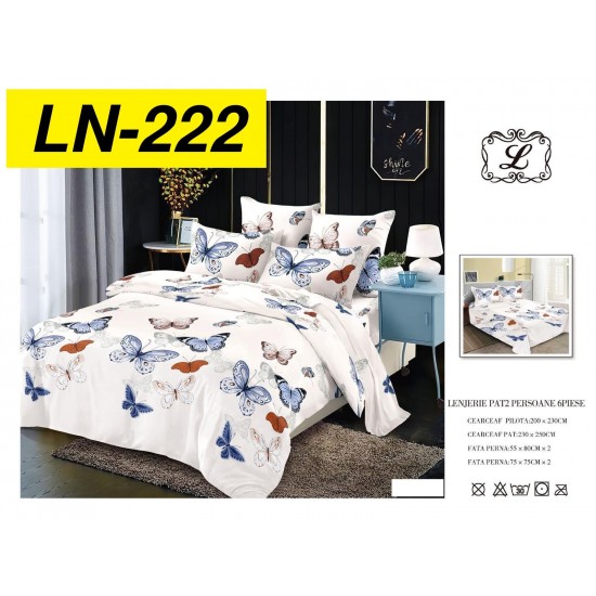 Lenjerie de Pat din Finet, 6 Piese, Pat 2 Persoane Lenjerii bumbac finet 2 persoane 6 piese