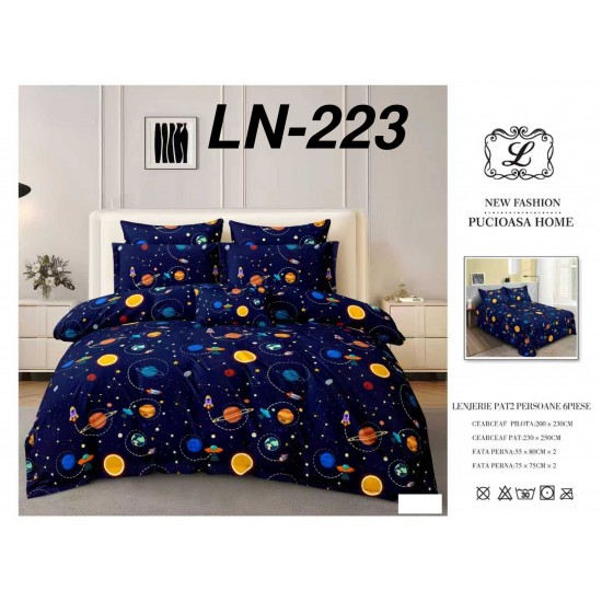 Lenjerie de Pat din Finet, 6 Piese, Pat 2 Persoane Lenjerii bumbac finet 2 persoane 6 piese