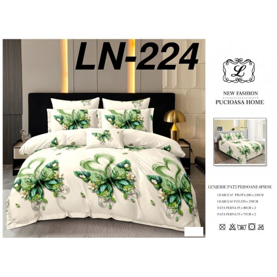 Lenjerie de Pat din Finet, 6 Piese, Pat 2 Persoane Lenjerii bumbac finet 2 persoane 6 piese