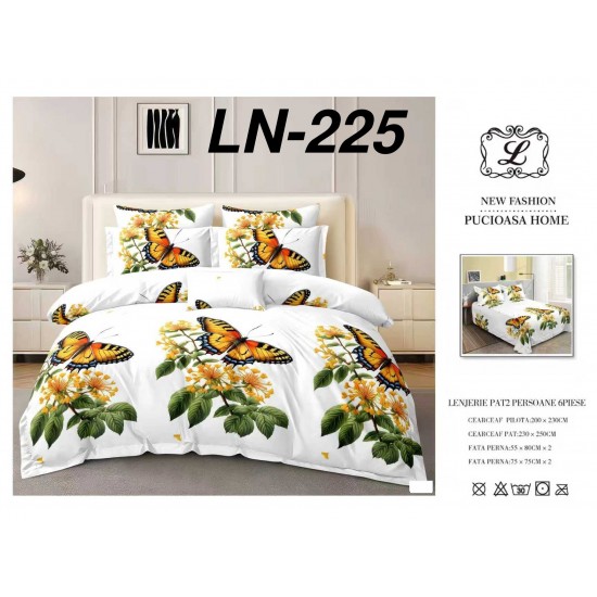 Lenjerie de Pat din Finet, 6 Piese, Pat 2 Persoane Lenjerii bumbac finet 2 persoane 6 piese