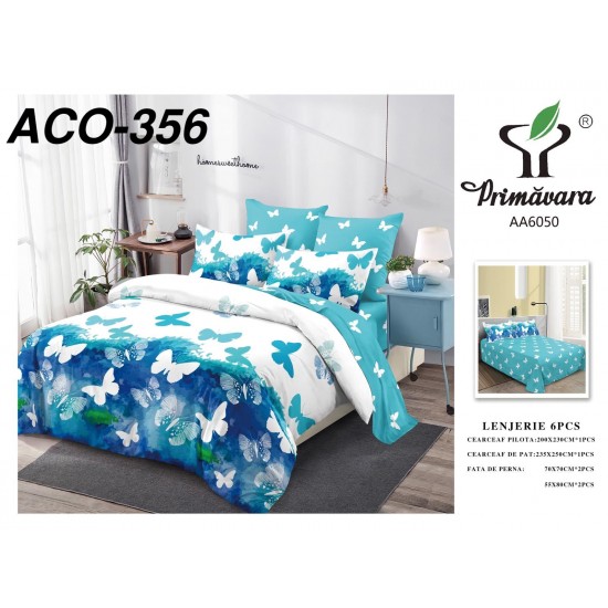 Lenjerie de Pat din Finet, 6 Piese, Pat 2 Persoane Lenjerii bumbac finet 2 persoane 6 piese