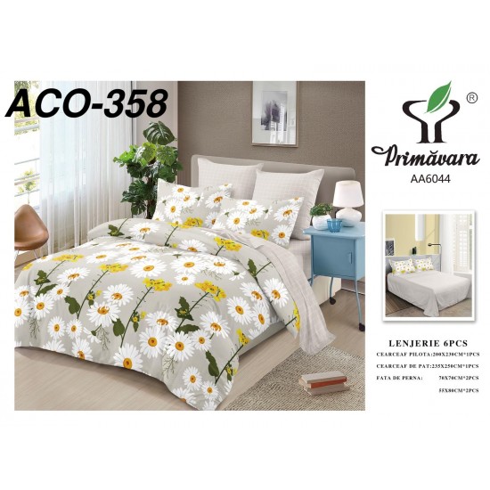 Lenjerie de Pat din Finet, 6 Piese, Pat 2 Persoane Lenjerii bumbac finet 2 persoane 6 piese