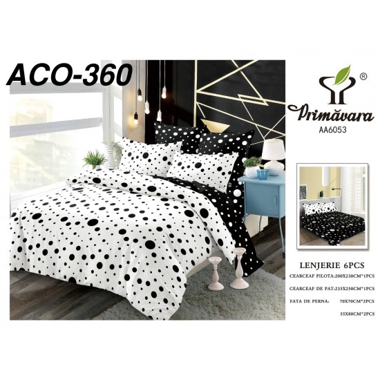 Lenjerie de Pat din Finet, 6 Piese, Pat 2 Persoane Lenjerii bumbac finet 2 persoane 6 piese