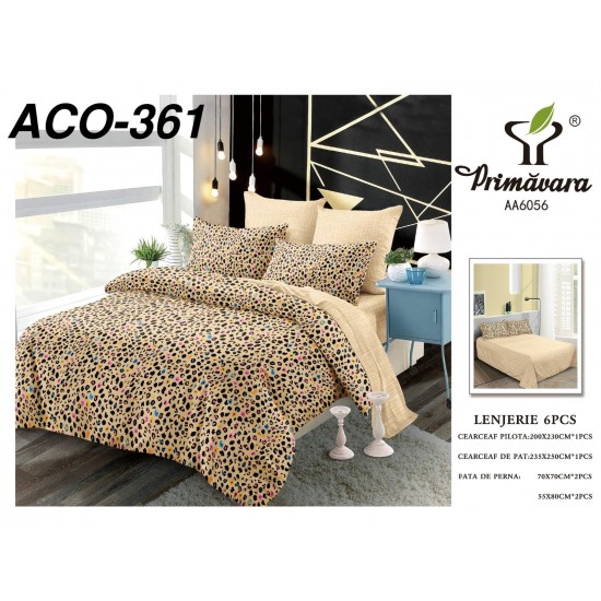 Lenjerie de Pat din Finet, 6 Piese, Pat 2 Persoane Lenjerii bumbac finet 2 persoane 6 piese