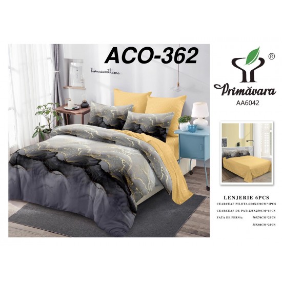 Lenjerie de Pat din Finet, 6 Piese, Pat 2 Persoane Lenjerii bumbac finet 2 persoane 6 piese