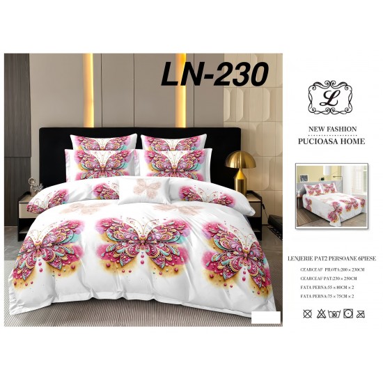 Lenjerie de Pat din Finet, 6 Piese, Pat 2 Persoane Lenjerii bumbac finet 2 persoane 6 piese
