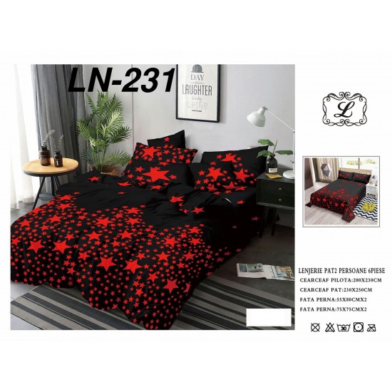 Lenjerie de Pat din Finet, 6 Piese, Pat 2 Persoane Lenjerii bumbac finet 2 persoane 6 piese