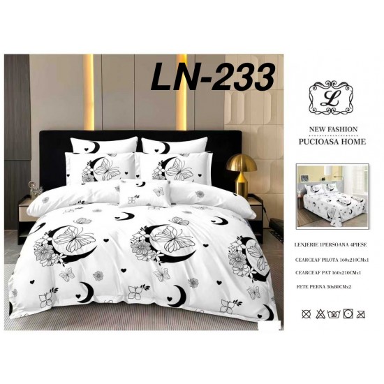 Lenjerie de Pat din Finet, 6 Piese, Pat 2 Persoane Lenjerii bumbac finet 2 persoane 6 piese