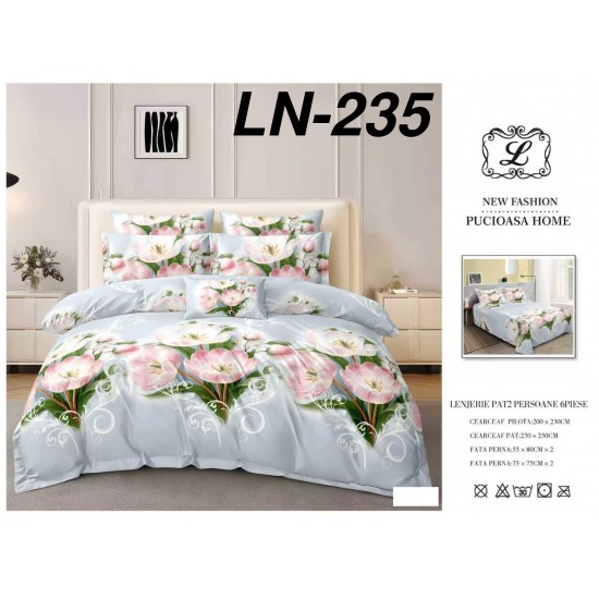 Lenjerie de Pat din Finet, 6 Piese, Pat 2 Persoane Lenjerii bumbac finet 2 persoane 6 piese