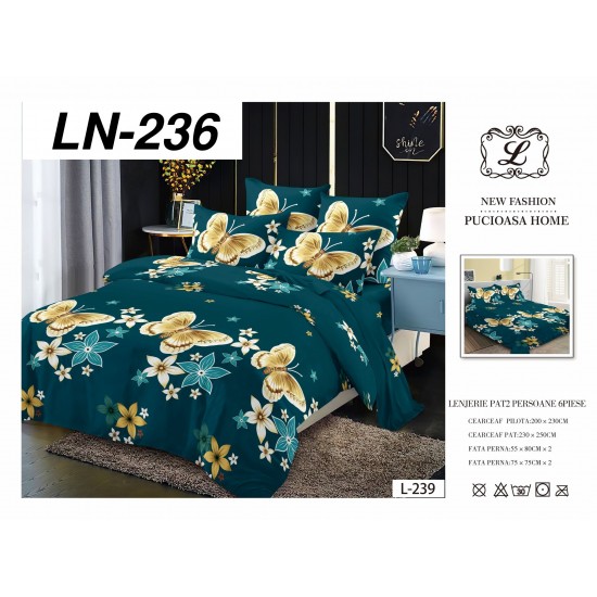 Lenjerie de Pat din Finet, 6 Piese, Pat 2 Persoane Lenjerii bumbac finet 2 persoane 6 piese