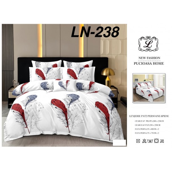 Lenjerie de Pat din Finet, 6 Piese, Pat 2 Persoane Lenjerii bumbac finet 2 persoane 6 piese