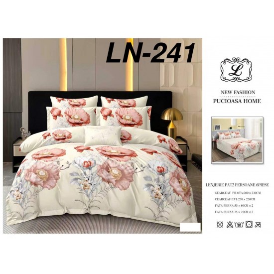 Lenjerie de Pat din Finet, 6 Piese, Pat 2 Persoane Lenjerii bumbac finet 2 persoane 6 piese