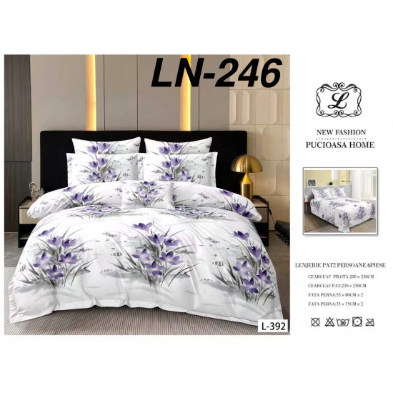 Lenjerie de Pat din Finet, 6 Piese, Pat 2 Persoane Lenjerii bumbac finet 2 persoane 6 piese