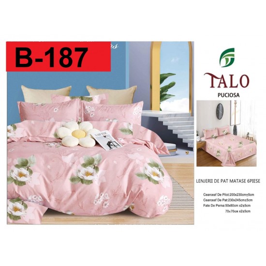Lenjerie de Pat din Finet, 6 Piese, Pat 2 Persoane Lenjerii bumbac finet 2 persoane 6 piese