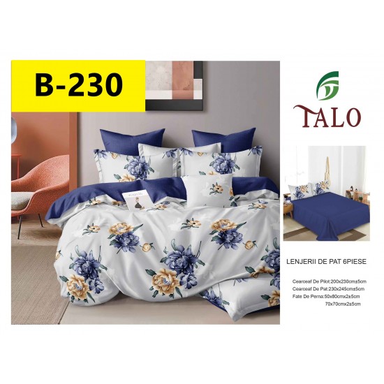 Lenjerie de Pat din Finet, 6 Piese, Pat 2 Persoane Lenjerii bumbac finet 2 persoane 6 piese