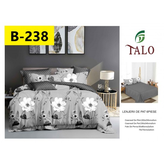 Lenjerie de Pat din Finet, 6 Piese, Pat 2 Persoane Lenjerii bumbac finet 2 persoane 6 piese