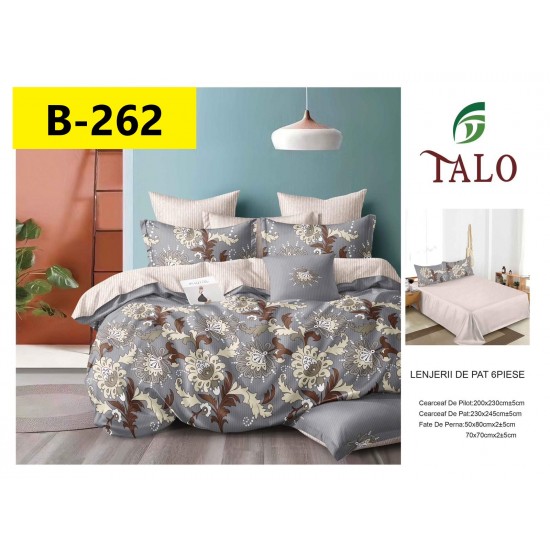 Lenjerie de Pat din Finet, 6 Piese, Pat 2 Persoane Lenjerii bumbac finet 2 persoane 6 piese