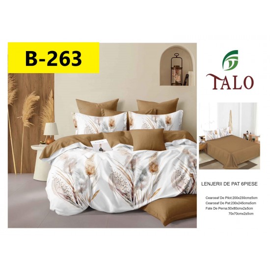 Lenjerie de Pat din Finet, 6 Piese, Pat 2 Persoane Lenjerii bumbac finet 2 persoane 6 piese