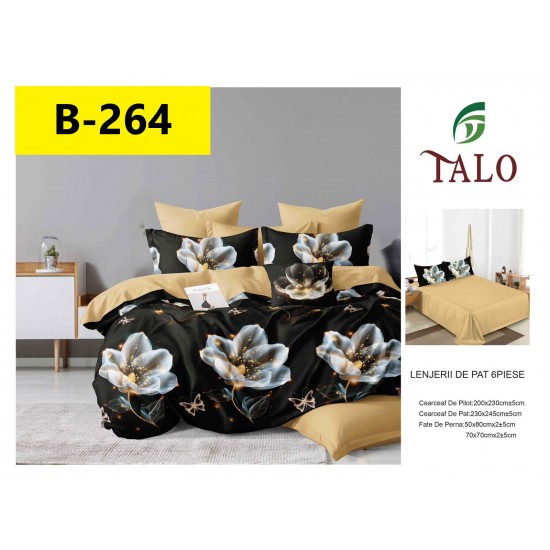 Lenjerie de Pat din Finet, 6 Piese, Pat 2 Persoane Lenjerii bumbac finet 2 persoane 6 piese