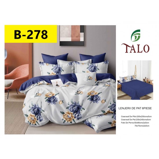 Lenjerie de Pat din Finet, 6 Piese, Pat 2 Persoane Lenjerii bumbac finet 2 persoane 6 piese