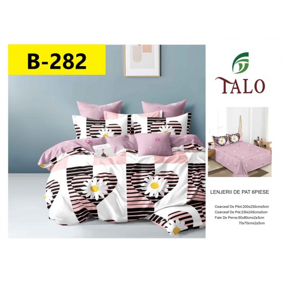 Lenjerie de Pat din Finet, 6 Piese, Pat 2 Persoane Lenjerii bumbac finet 2 persoane 6 piese